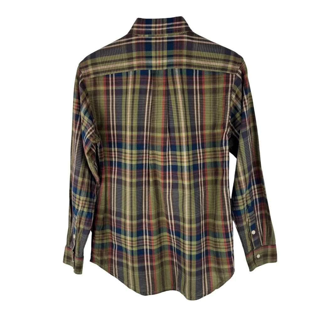 Ralph Lauren Boys Plaid Button Down Shirt Green Navy Red L‎ 14-16 Cotton NEW